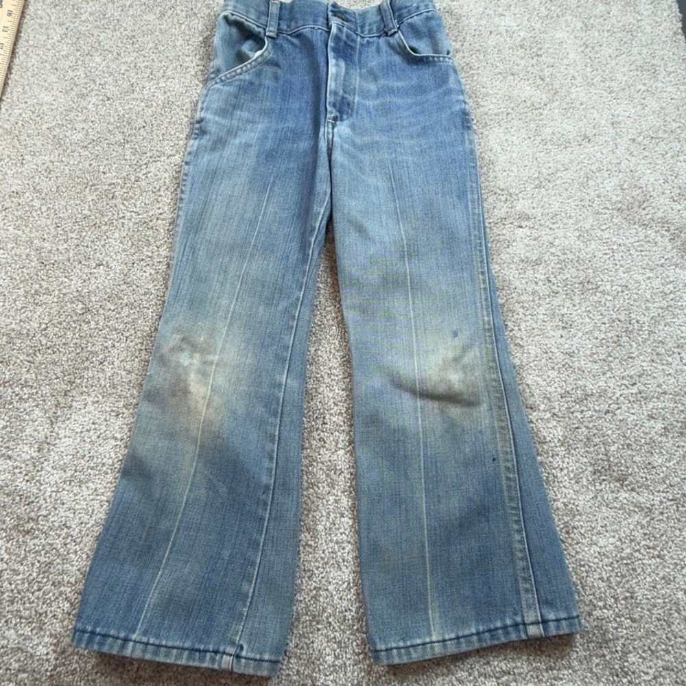 Vintage Billy The Kid Kids Blue Flared Denim Jeans 70s Western Bell Bottoms